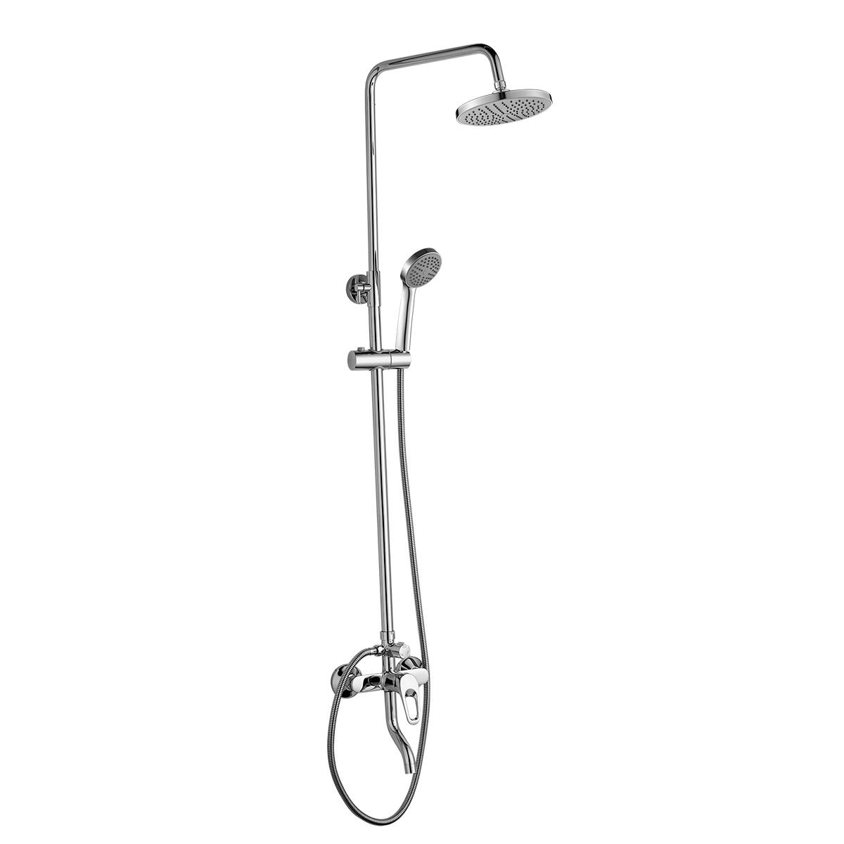 Смеситель для ванны и душа Decoroom DR21071 с регулируемой высотой штанги и лейкой "Тропический дожд
