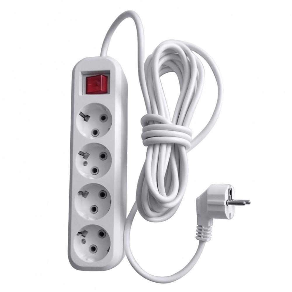 Удлинитель четырехместный с/з с выключателем Stekker Home HM03-41-07 39526