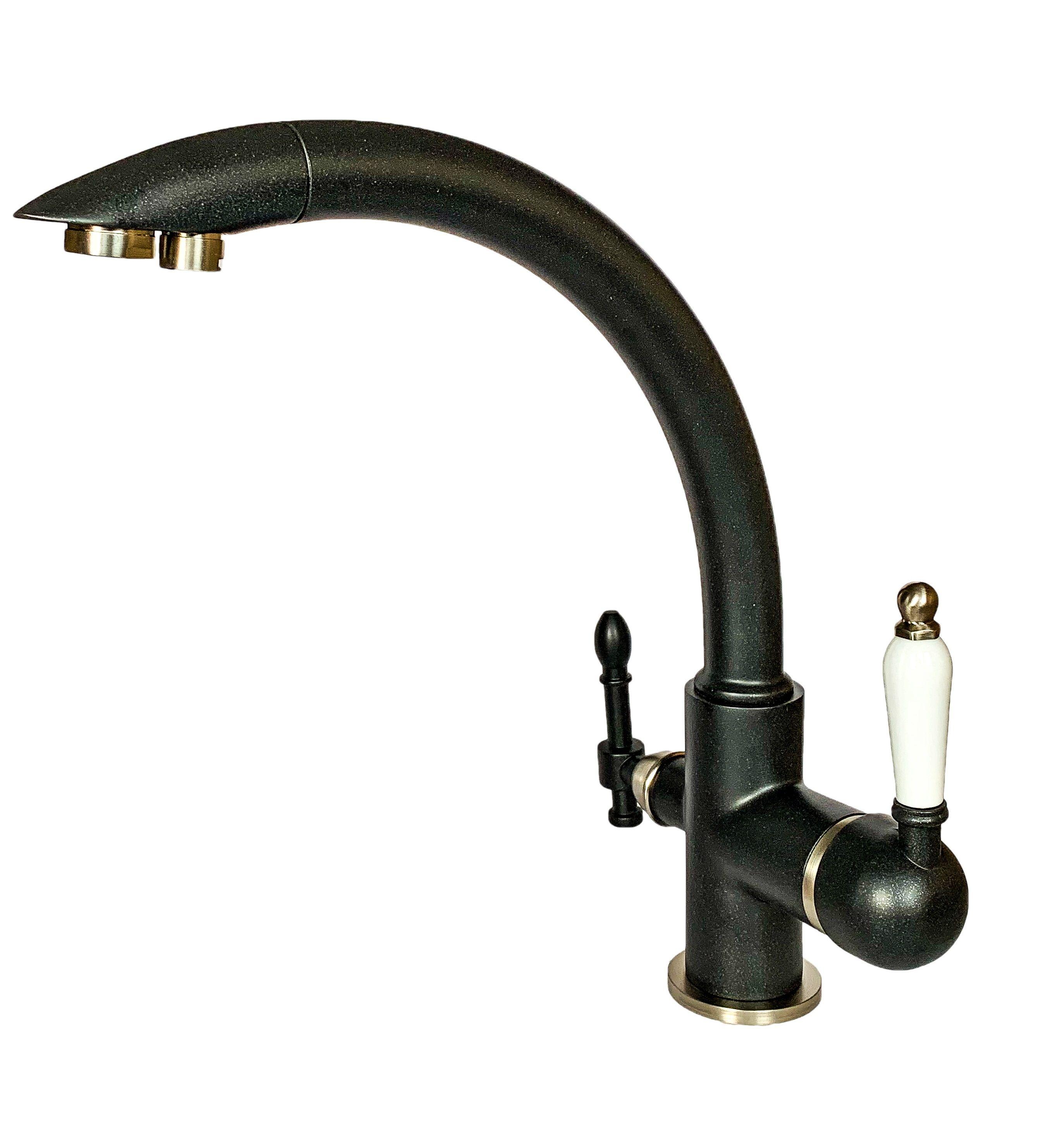 Смеситель для кухни с подключением фильтра 2в1 Milacio Castellon Ceramic антрацит/сатин MC.513.ASN