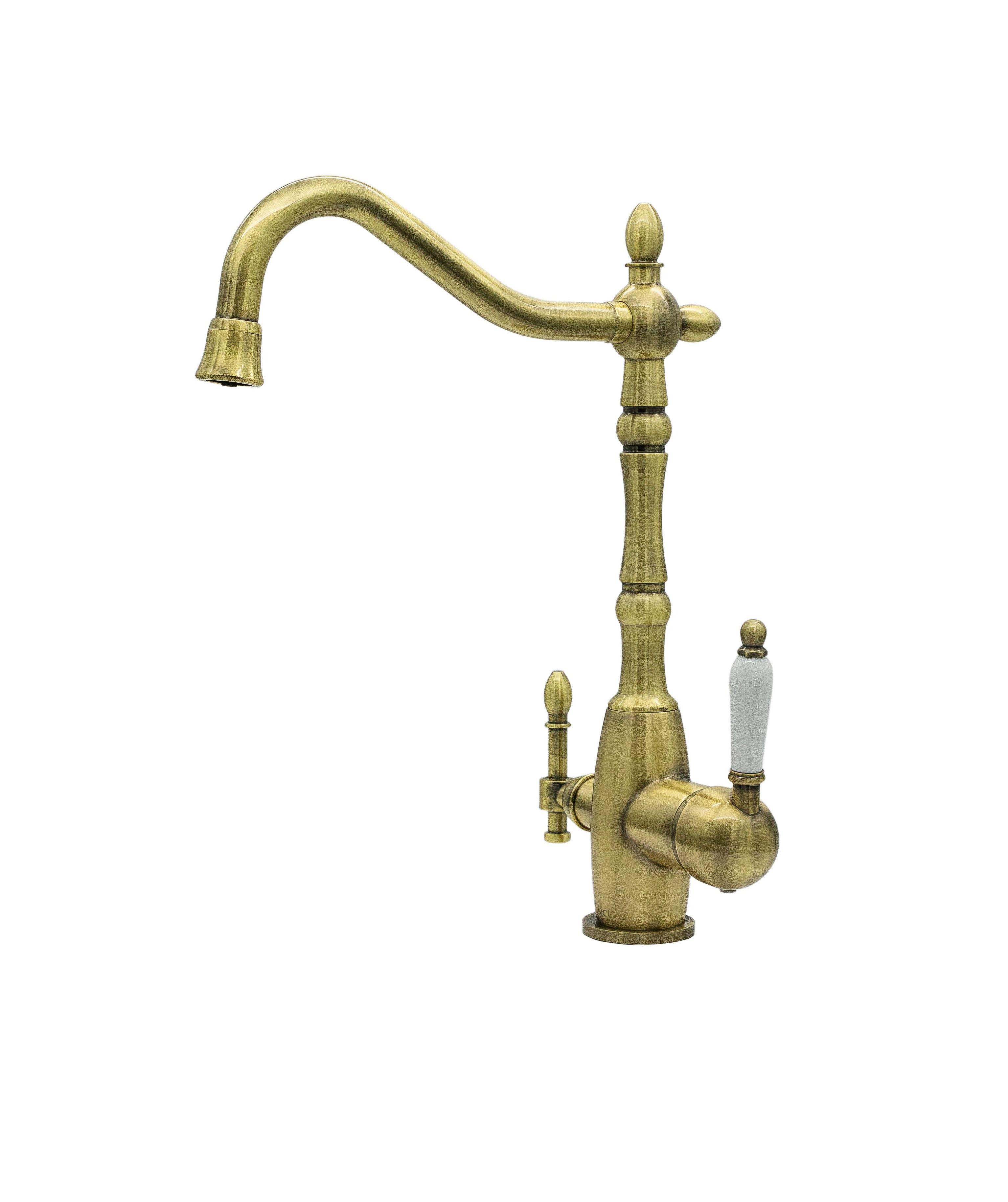 Смеситель для кухни с подключением фильтра 2в1 Milacio Castellon Ceramic бронза MC.515.BR