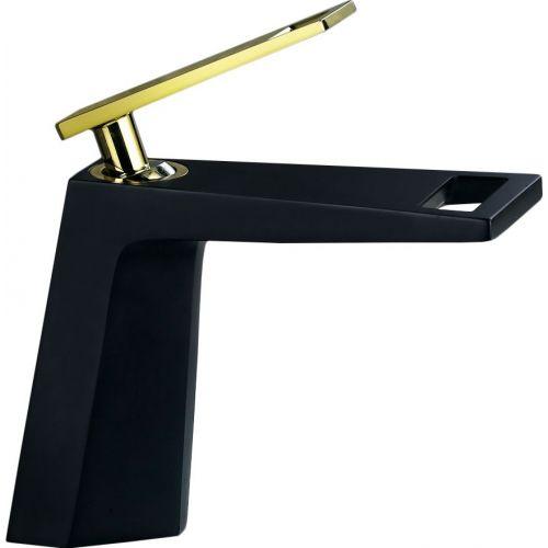Смеситель на раковину чёрный/золото Bronze de Luxe Quadro A919B