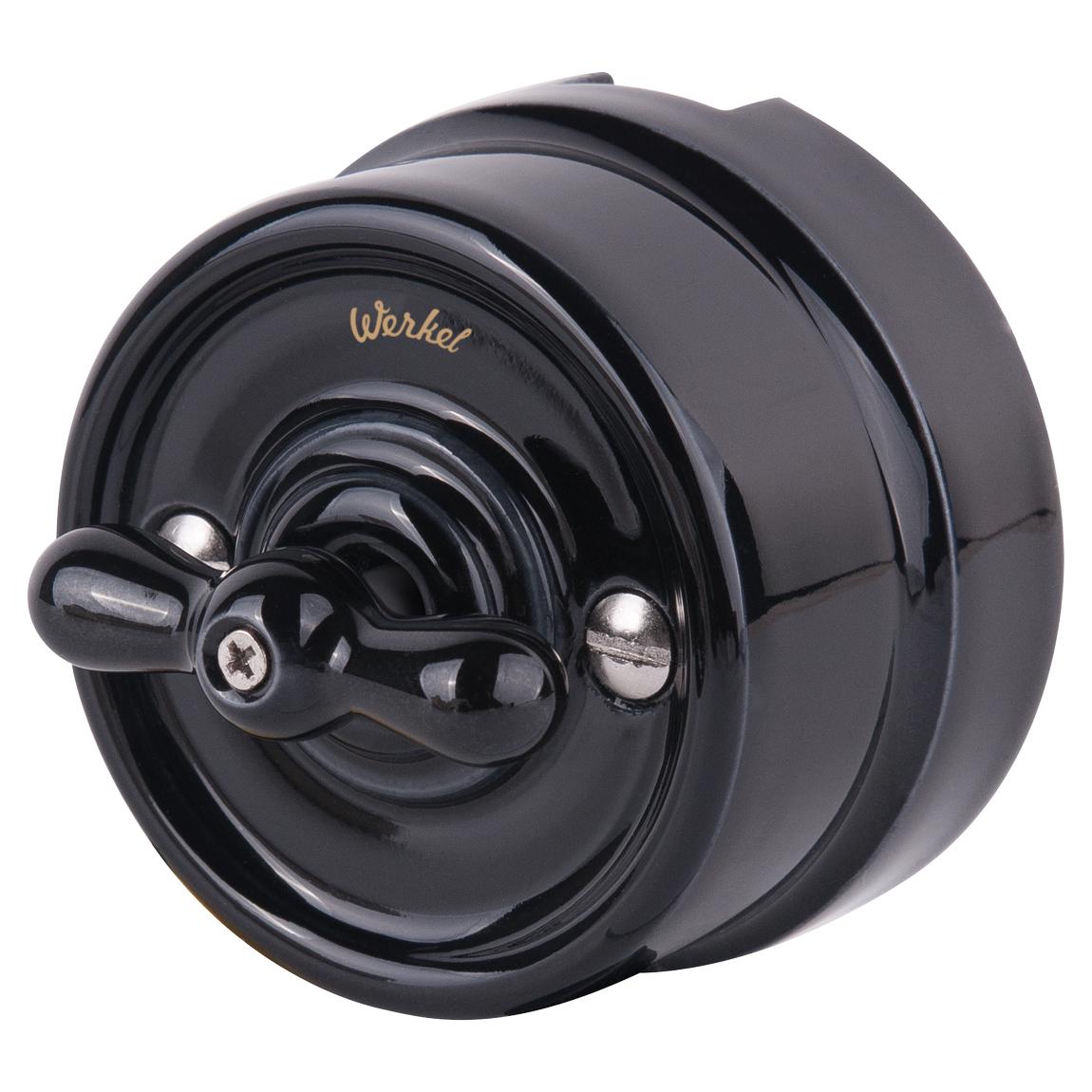 Выключатель на 4 положения двухклавишный черный ретро Werkel W5620008