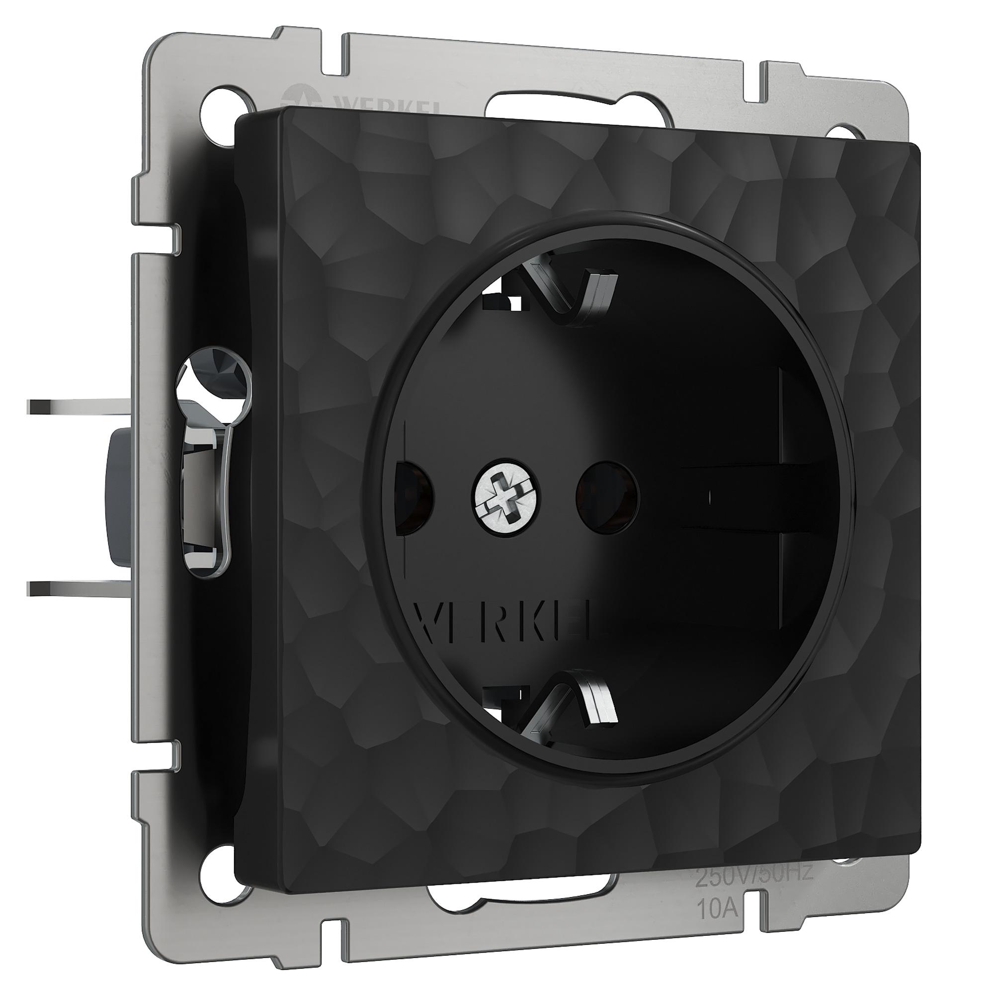 Розетка с заземлением и шторками черный Werkel W1271108