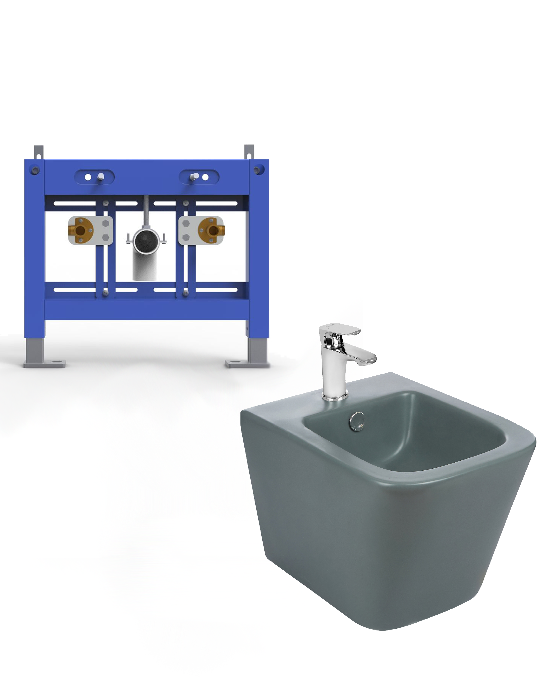 Комплект WeltWasser 10000012979 биде  GELBACH 005 MT-GR + инсталляция BAMBERG 480 BD