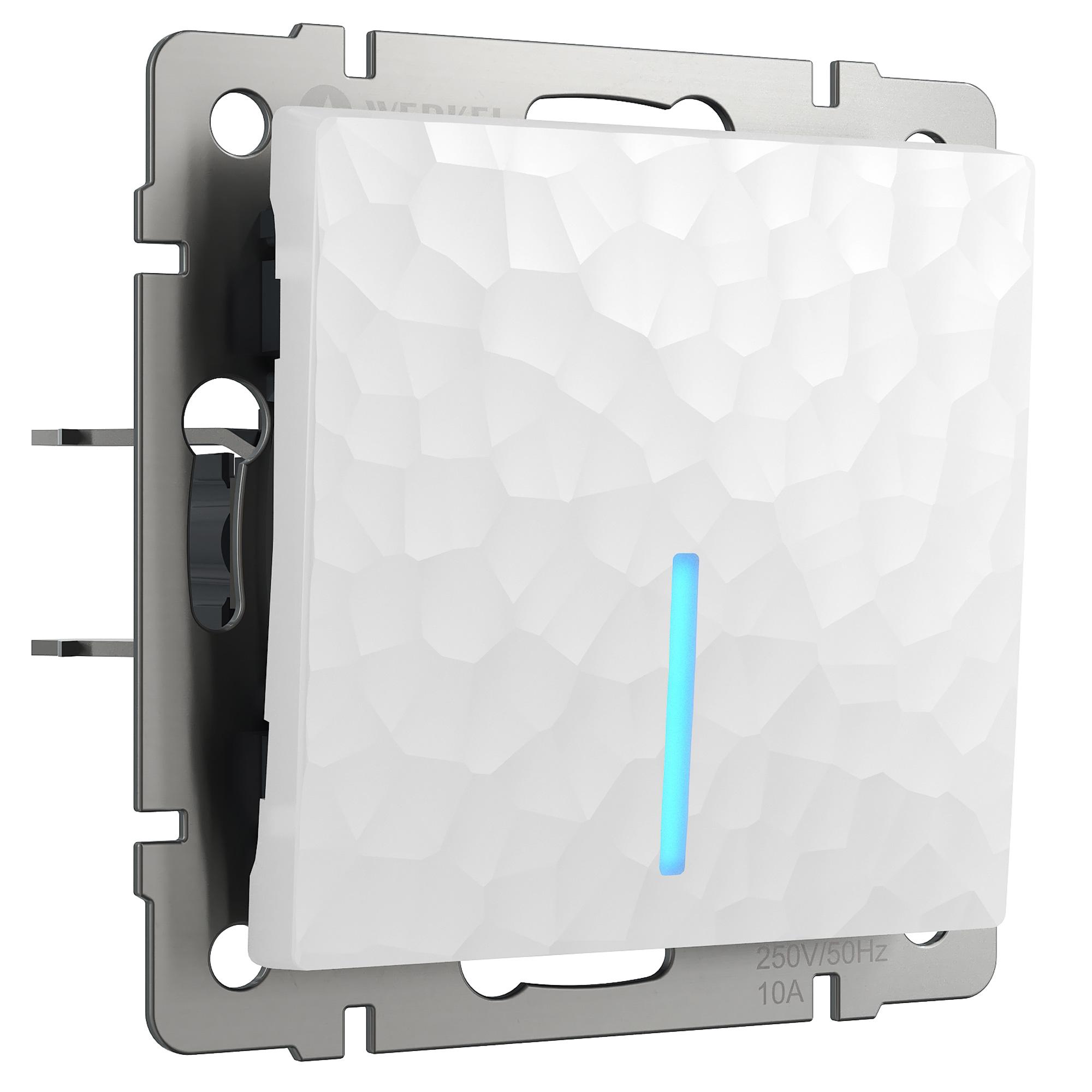 Выключатель одноклавишный проходной с подсветкой белый Werkel W1212101