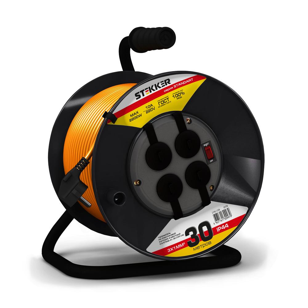 Удлинитель на пластиковой катушке Stekker Standart STD02-41-30 39708