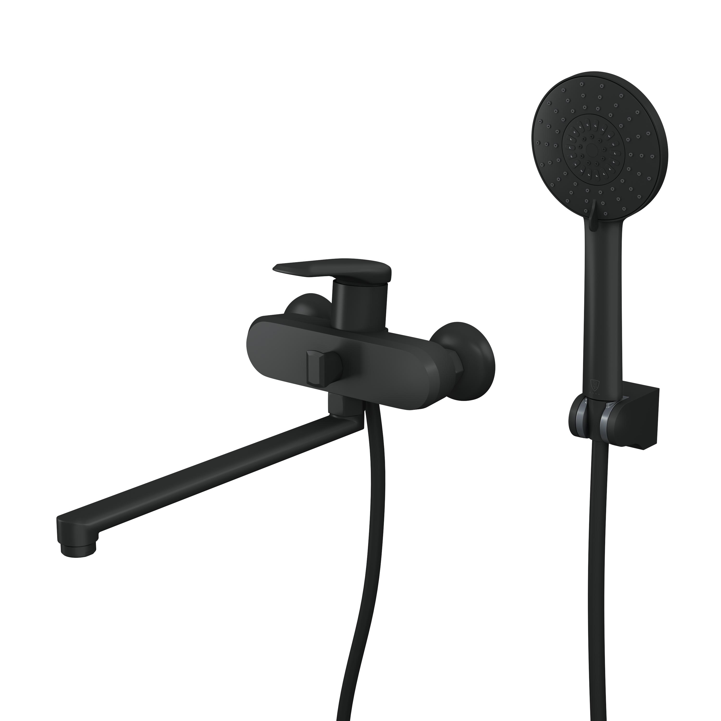 Смеситель одноручный для ванны с поворотным изливом Rush Nevis, черный NE1735-51Black