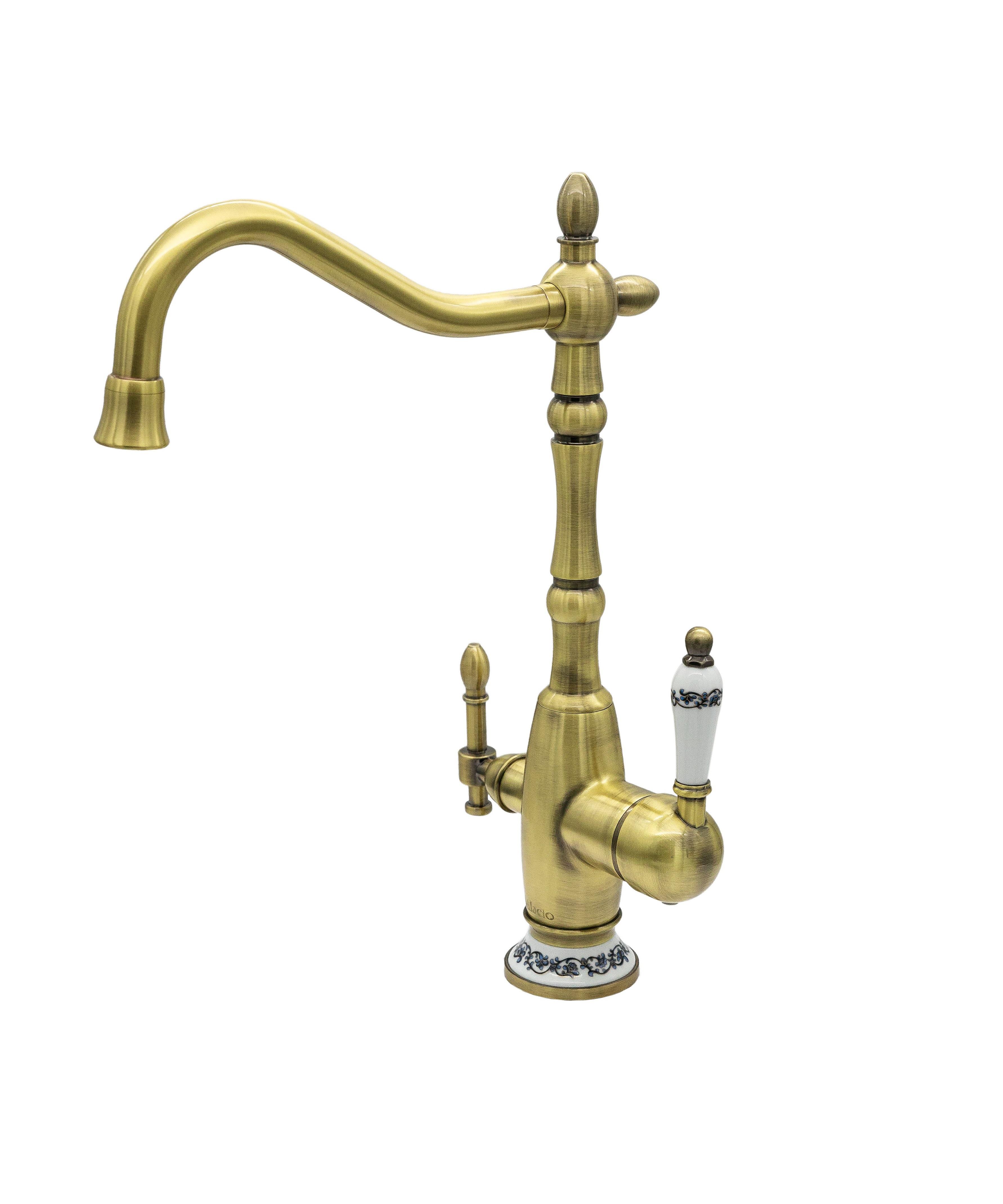 Смеситель для кухни с подключением фильтра 2в1 Milacio Castellon Ceramic бронза MC.514.BR