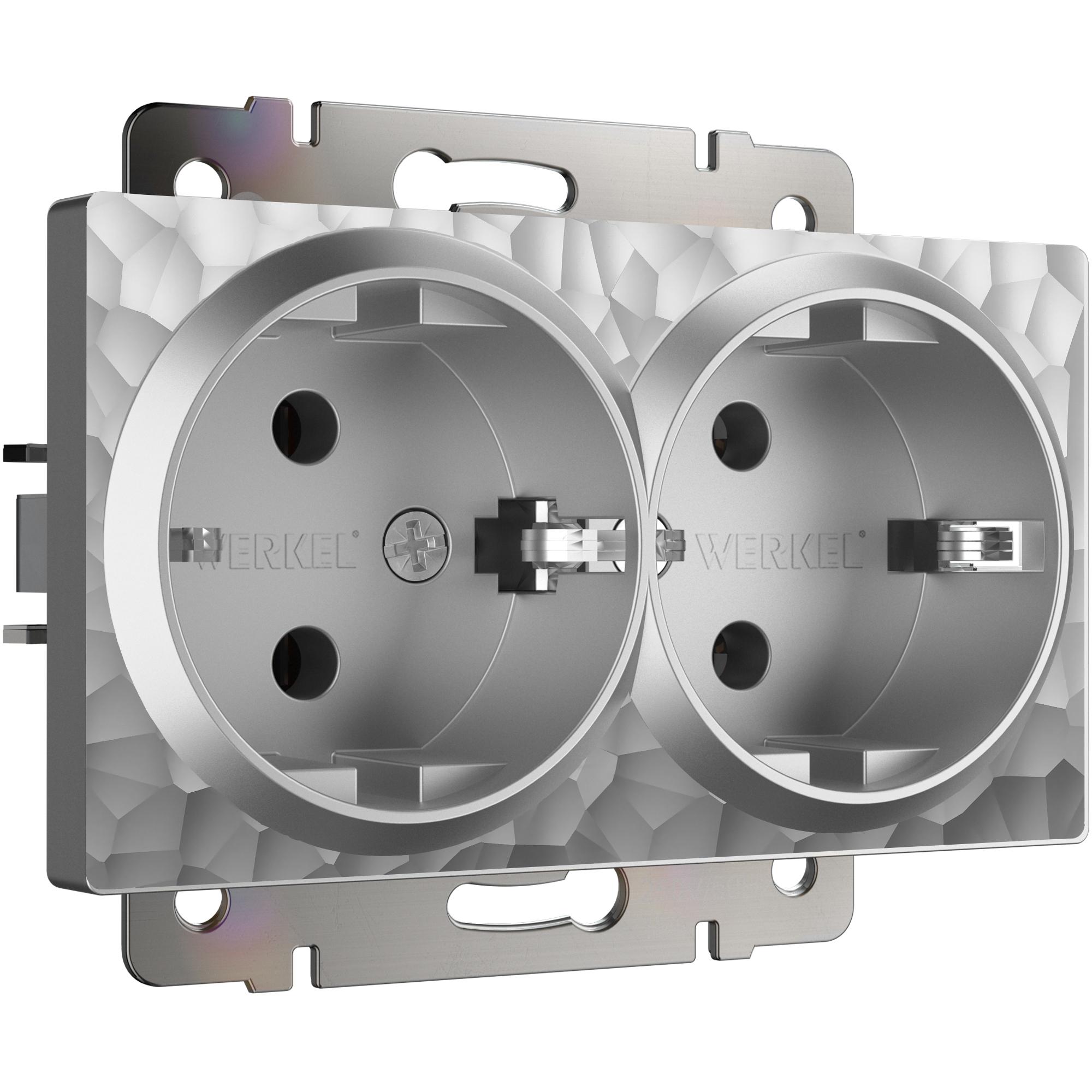 Розетка двойная с заземлением серебряный Werkel W1272006