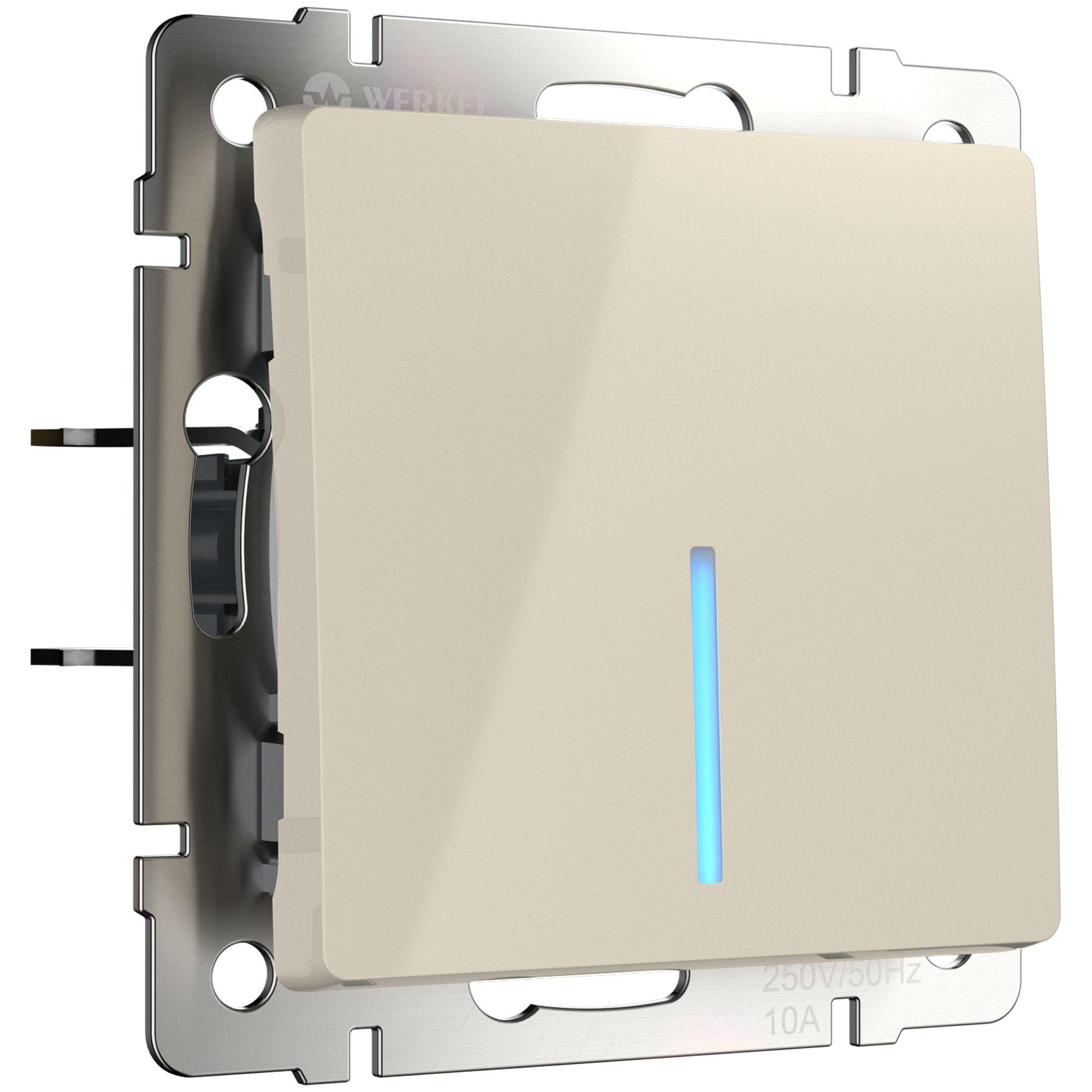 Выключатель одноклавишный с подсветкой слоновая кость Werkel W1110103