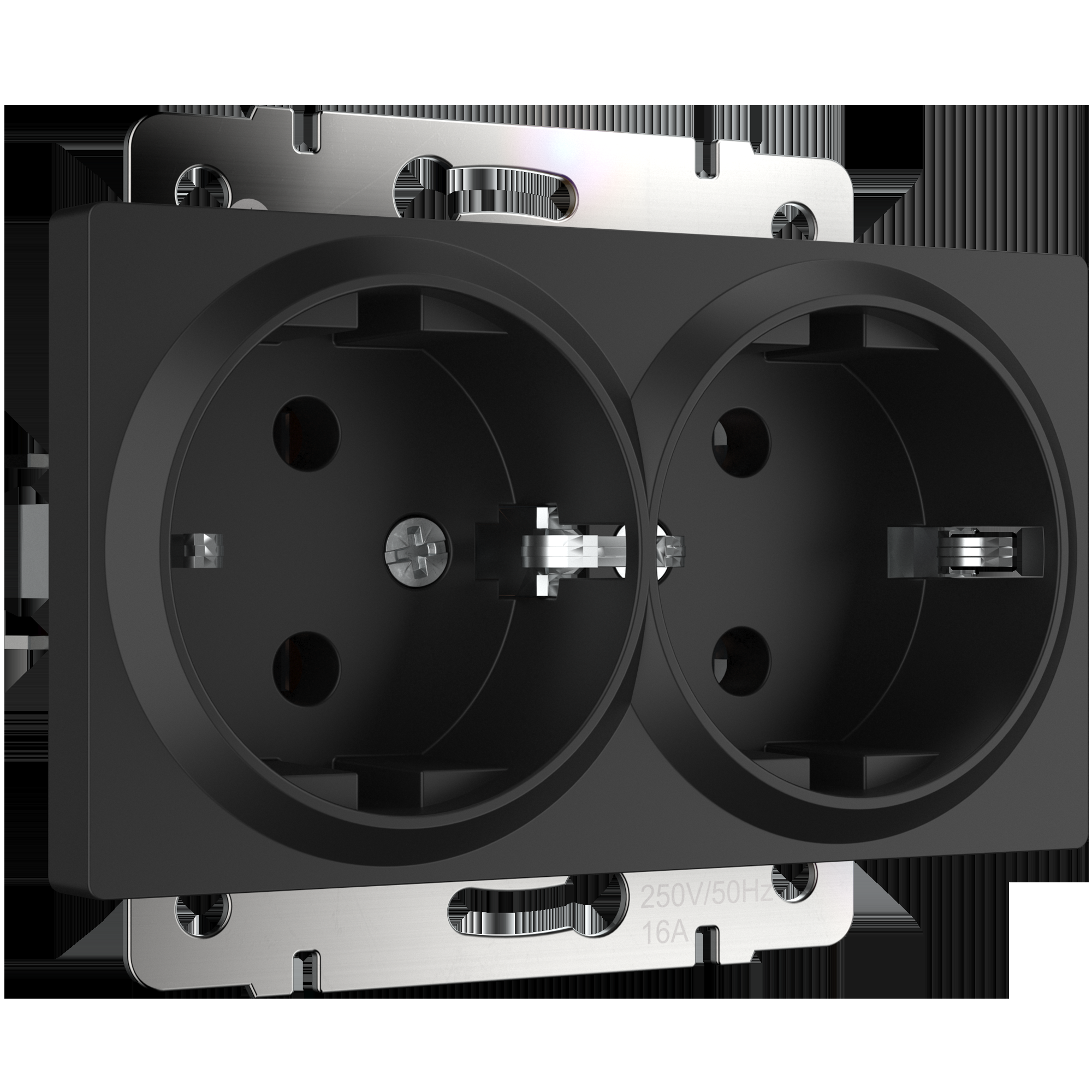 Розетка двойная с заземлением черный матовый Werkel W1172008