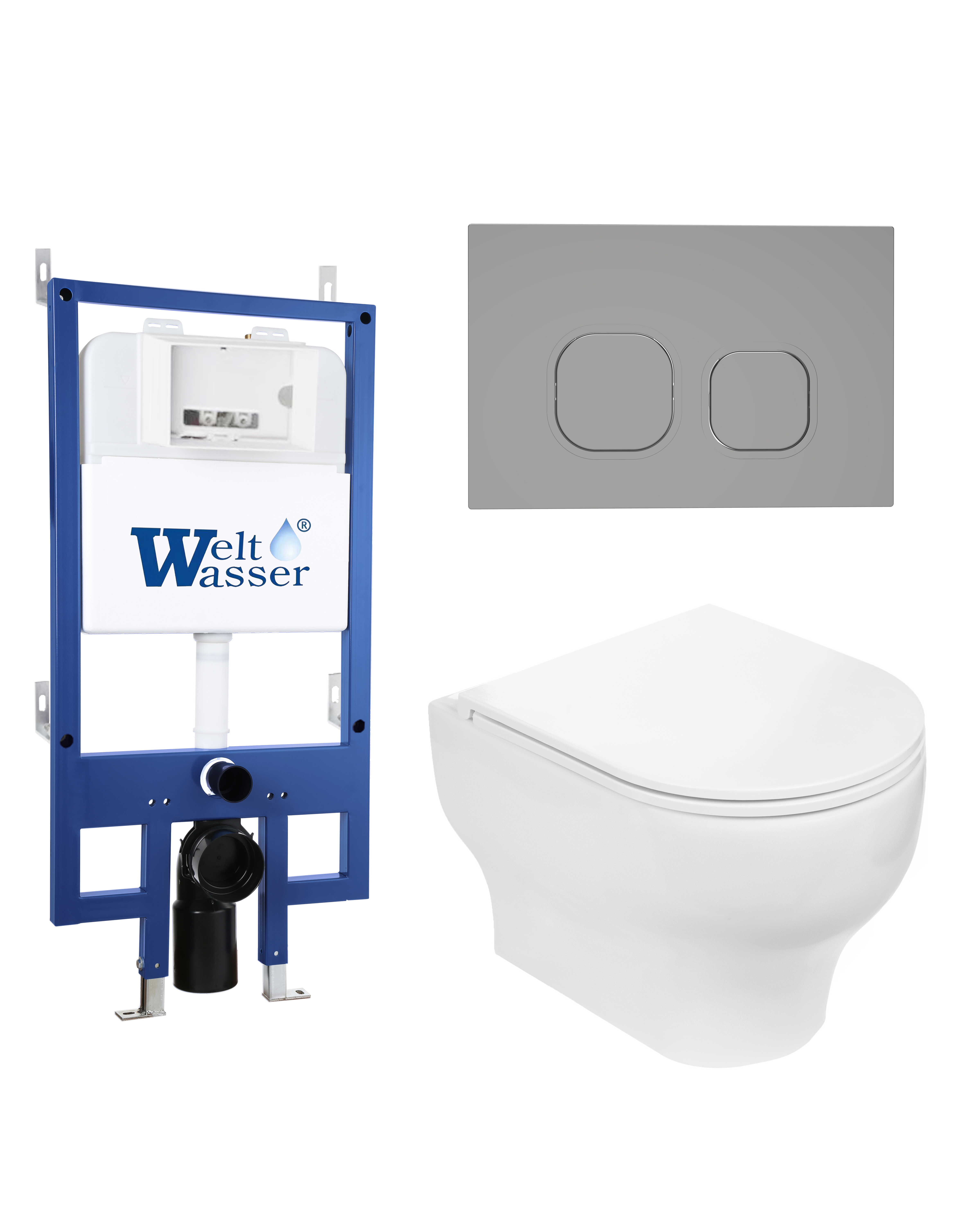 Комплект WeltWasser 10000010372 унитаз  ERLENBACH 004 GL-WT  + инсталляция BAMBERG 545  + кнопка смы