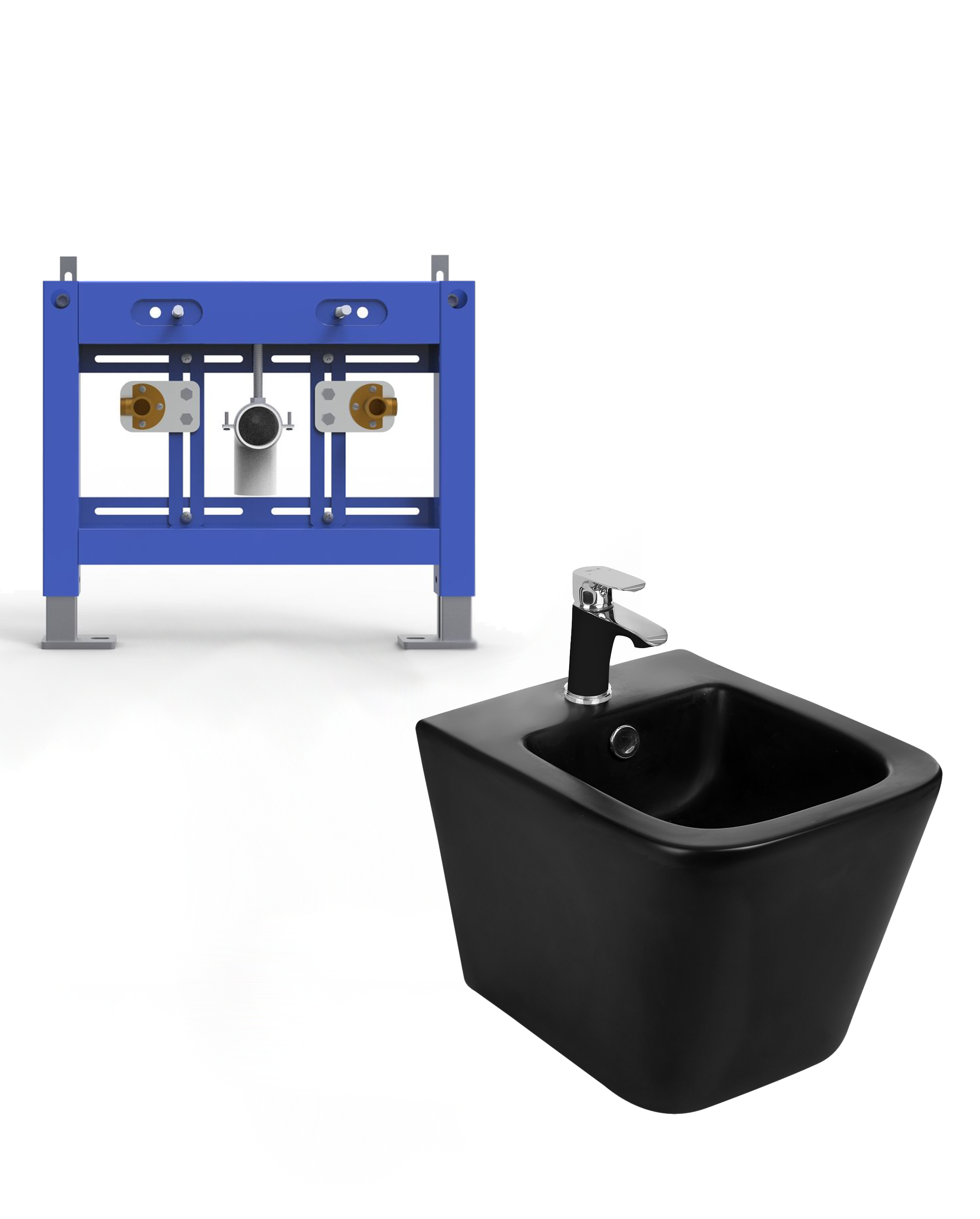 Комплект WeltWasser 10000012975 биде  GELBACH 005 MT-BL + инсталляция BAMBERG 480 BD