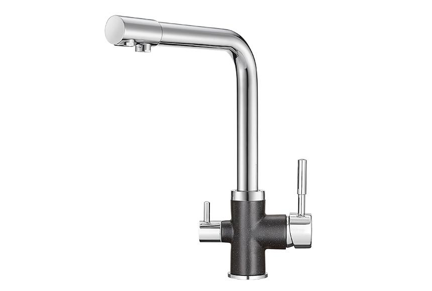 Смеситель для кухни (мойки) Granula 3015 xром/чёрный