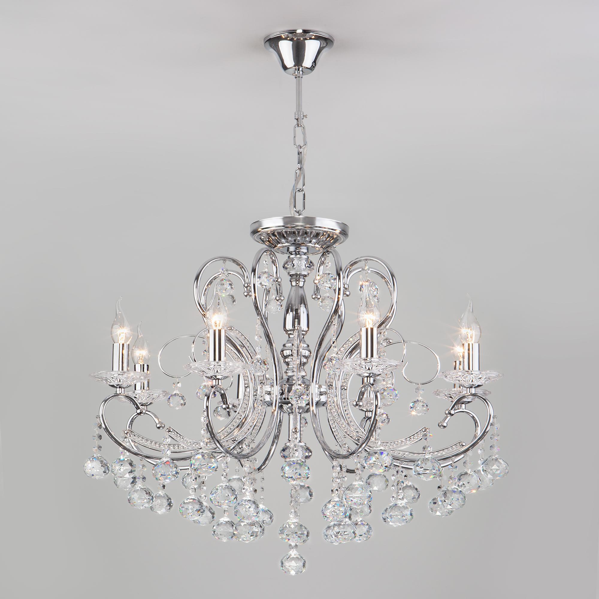 Хрустальная люстра с двойным вариантом крепления Eurosvet 10096/8 хром/прозрачный хрусталь Strotskis