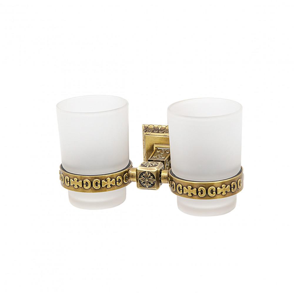 Держатель со стаканами настенный двойной Milacio Alicante бронза MC.914.BR