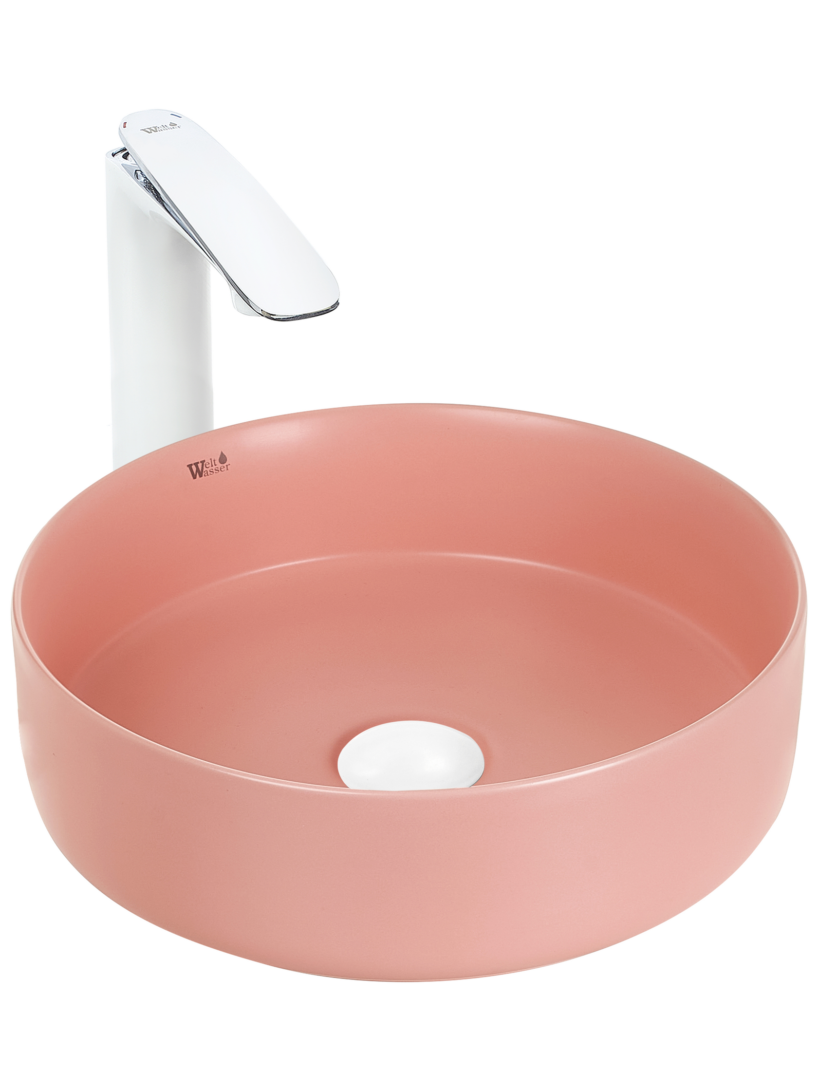Раковина накладная WeltWasser 35.5/35.5/12 WW Elbach 3134 MP 10000004515 матовая розовая