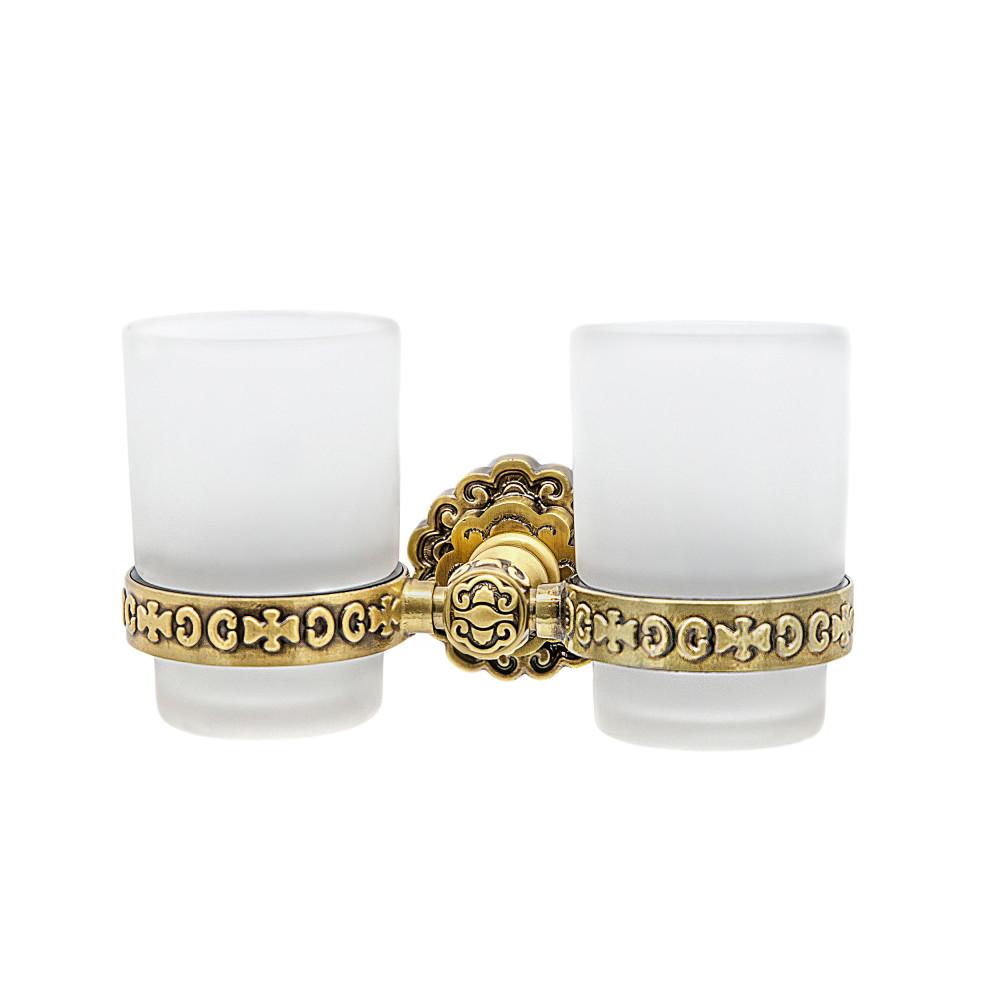 Держатель со стаканами настенный, двойной Milacio Villena бронза MC.904.BR