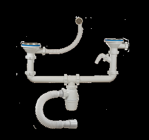 Сифон ОРИО 3 1/2 40 (А 50092) двойной с гофрой (круглый перелив)