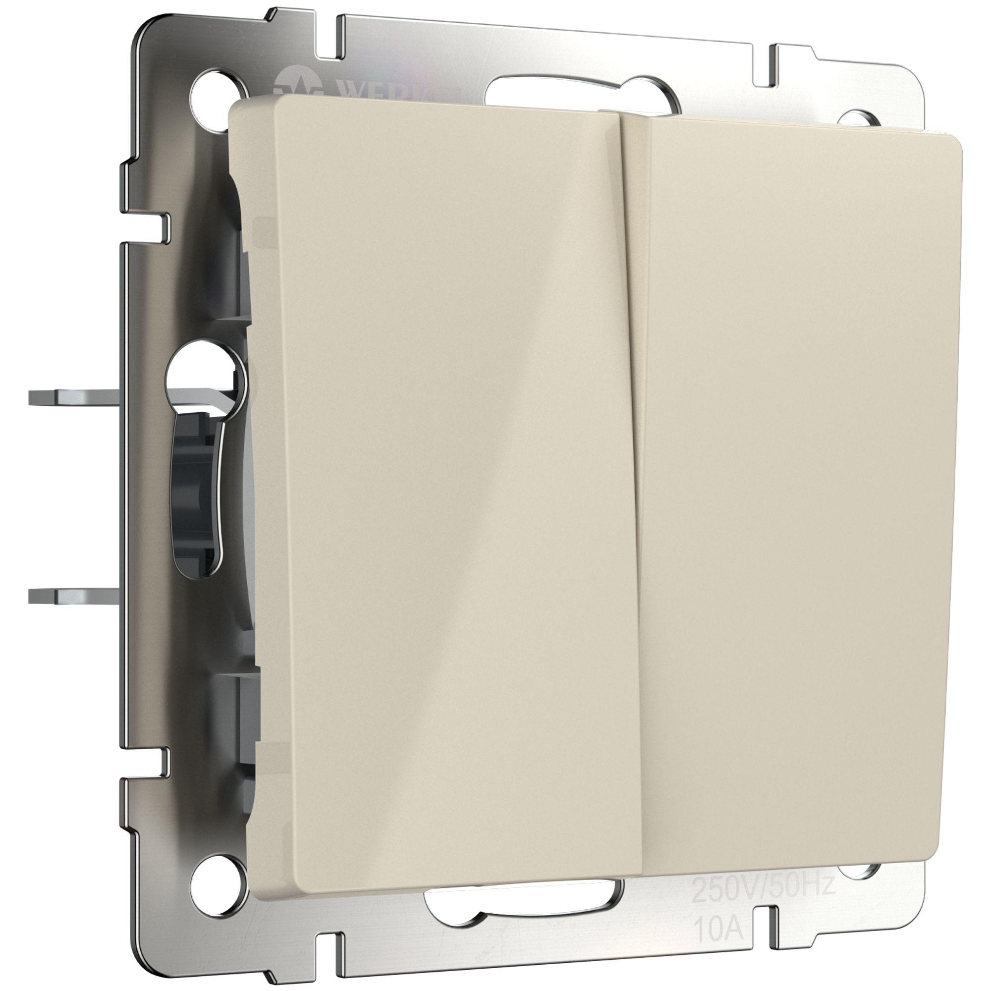 Выключатель двухклавишный проходной слоновая кость Werkel W1122003