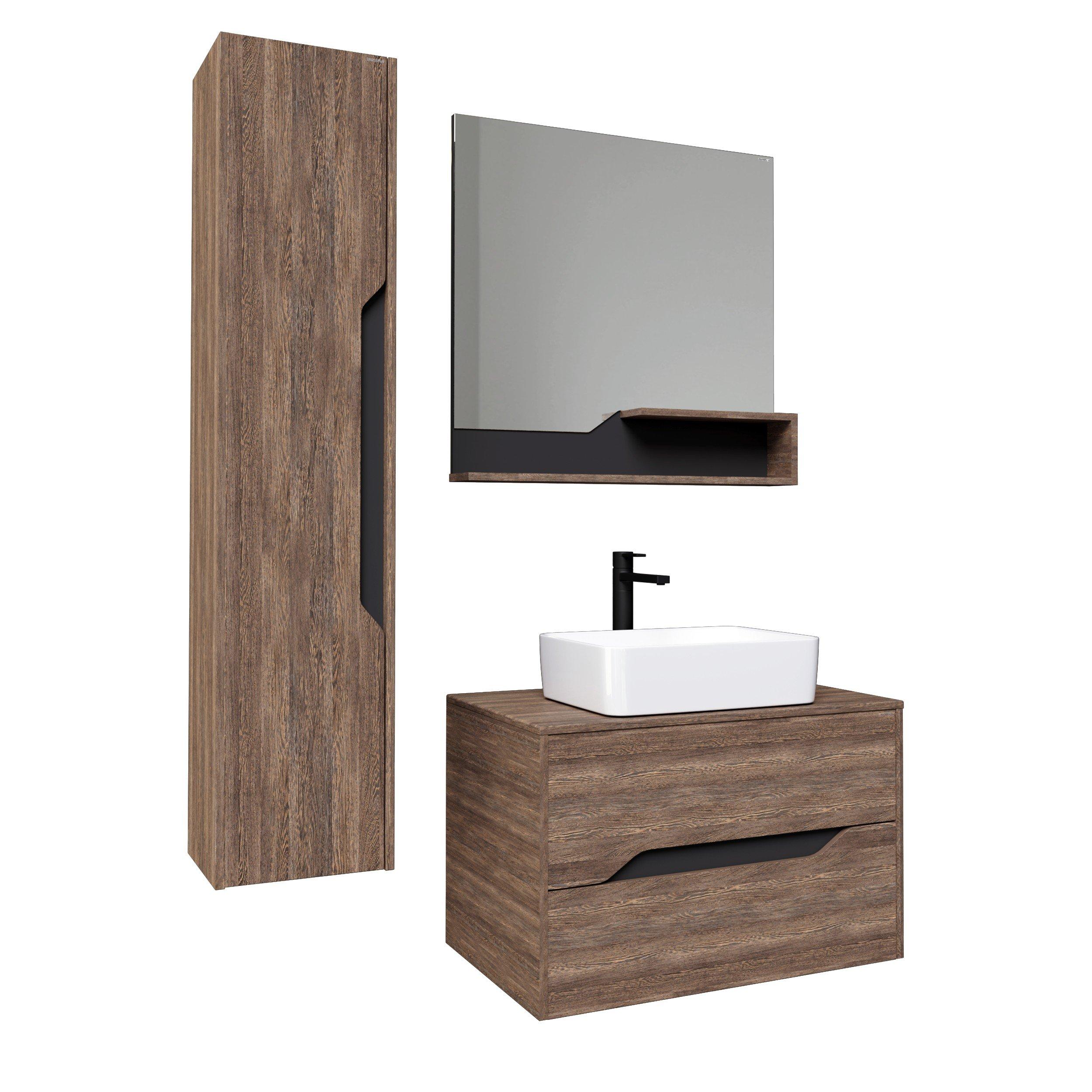 Зеркало Grossman Лайф-80 см 208008 дерево темное/графит