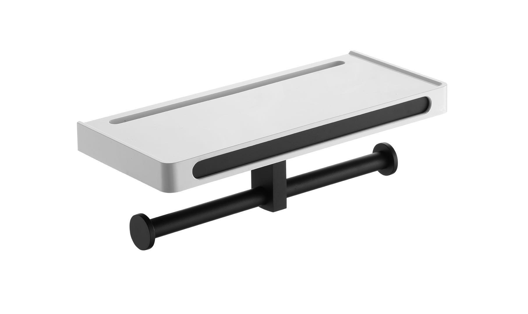 Бумагодержатель двойной с полкой, черный Rush EDGE ED77143B black