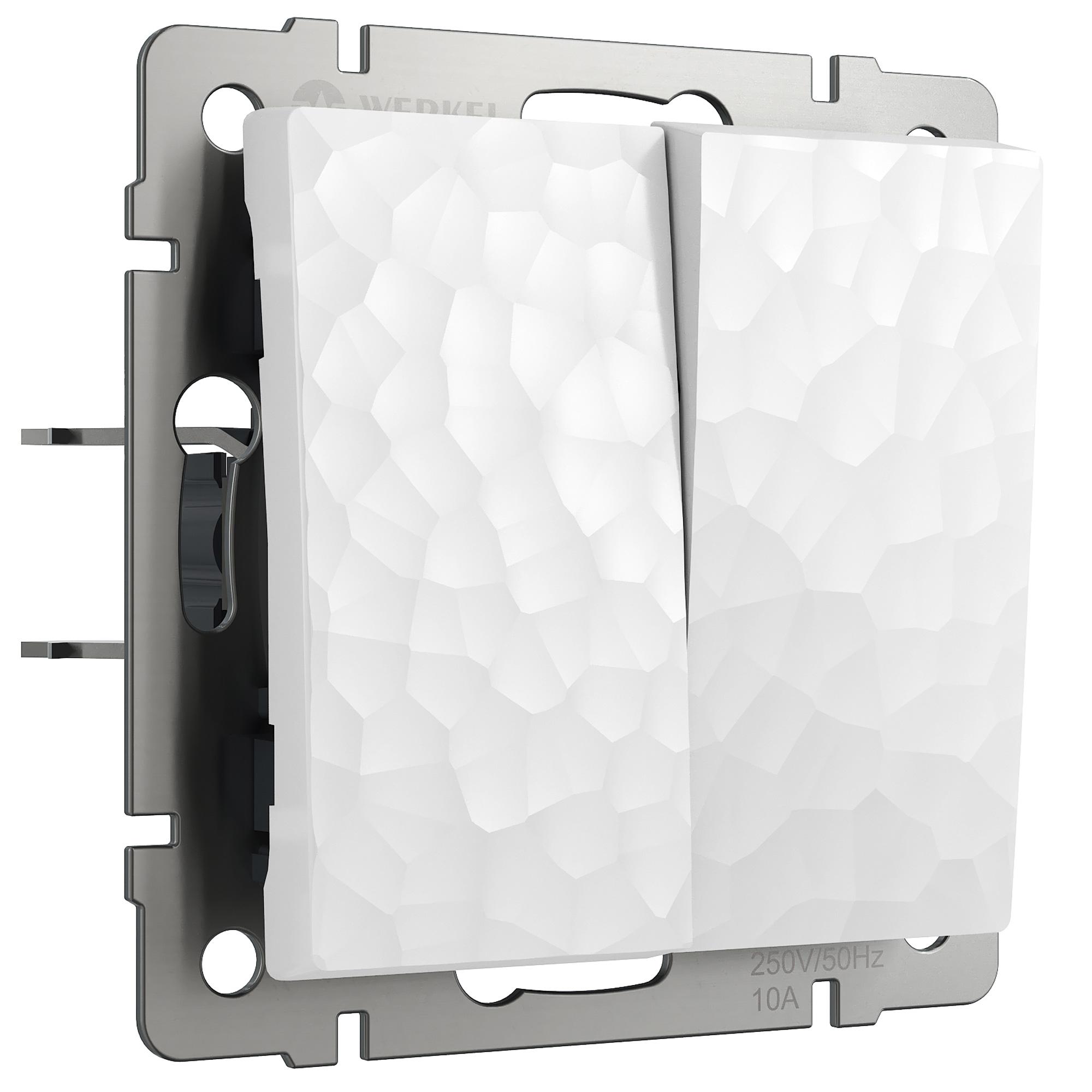 Выключатель двухклавишный проходной белый Werkel W1222001