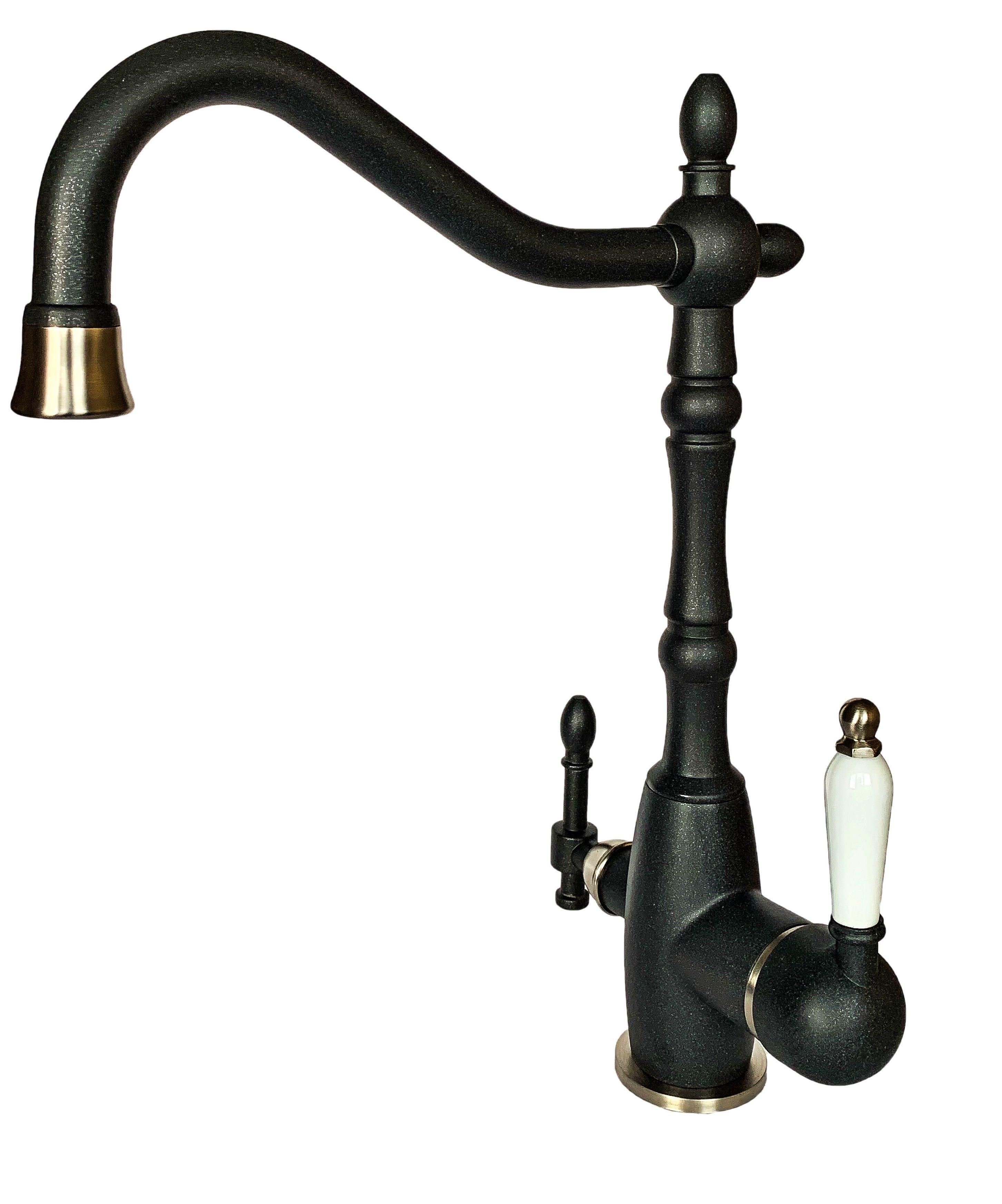 Смеситель для кухни с подключением фильтра 2в1 Milacio Castellon Ceramic антрацит/сатин MC.515.ASN