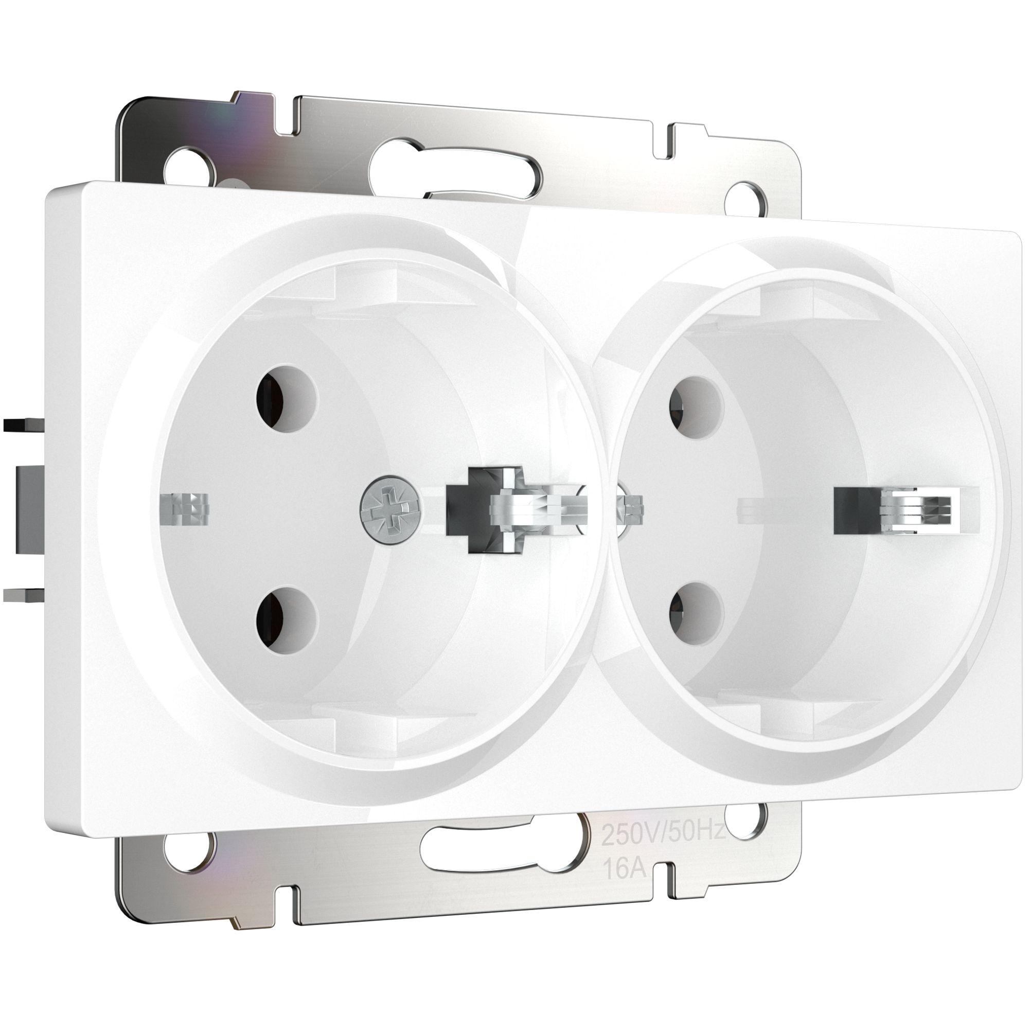 Розетка двойная с заземлением белая Werkel W1172001