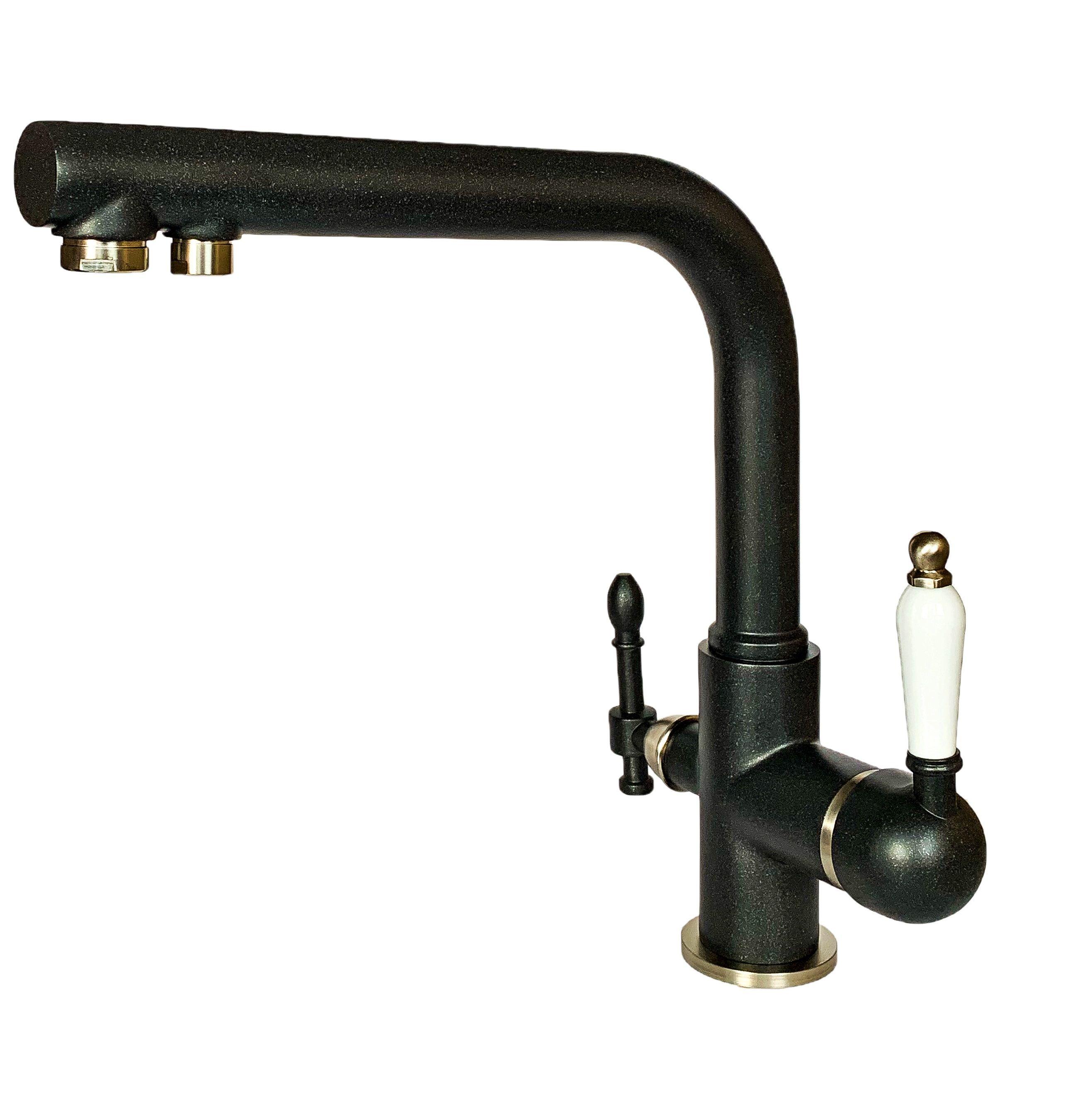 Смеситель для кухни с подключением фильтра 2в1 Milacio Castellon Ceramic антрацит/сатин MC.512.ASN