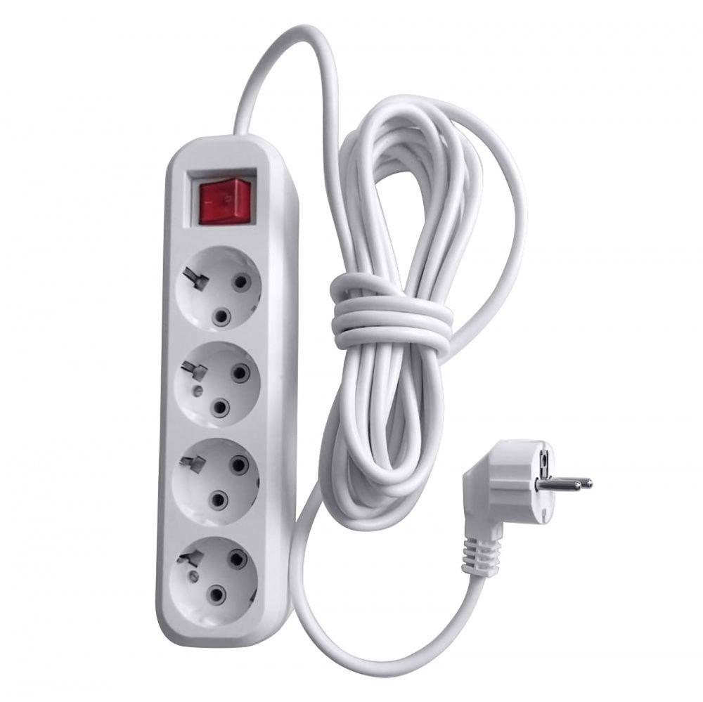 Удлинитель четырехместный с/з с выключателем Stekker Home HM03-41-02 39523