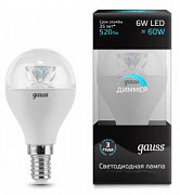 Лампа светодиодная Gauss LED Globe-dim 6W E14 2700K шар