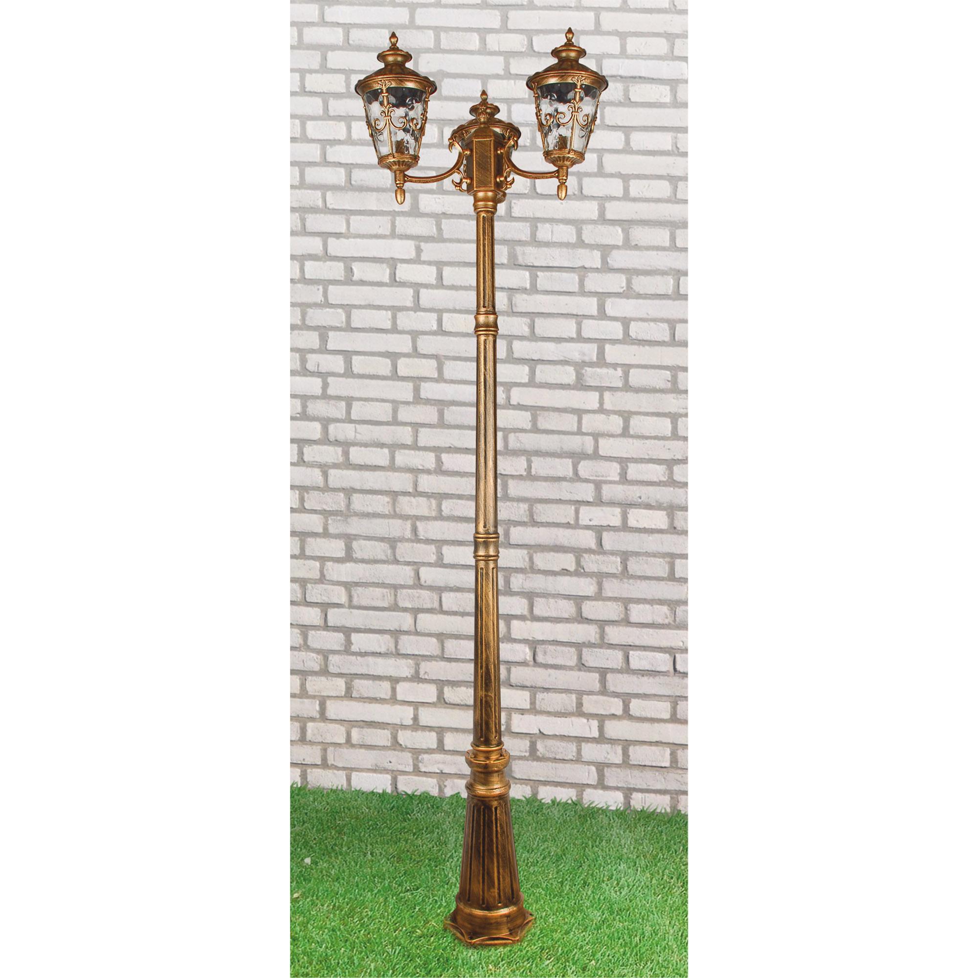 Уличный трехрожковый светильник на столбе Elektrostandard IP44 GLYF-8046F/3 Diadema F/3 черное золот