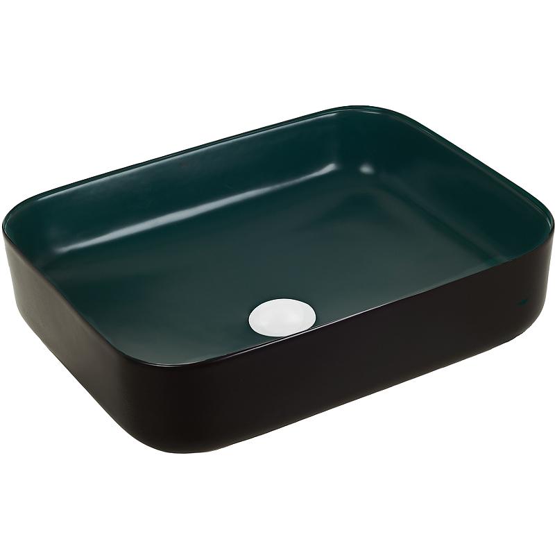 Раковина накладная WeltWasser 50/39/14 WW Elbach M2195 BDG 10000005750 черная/зеленая