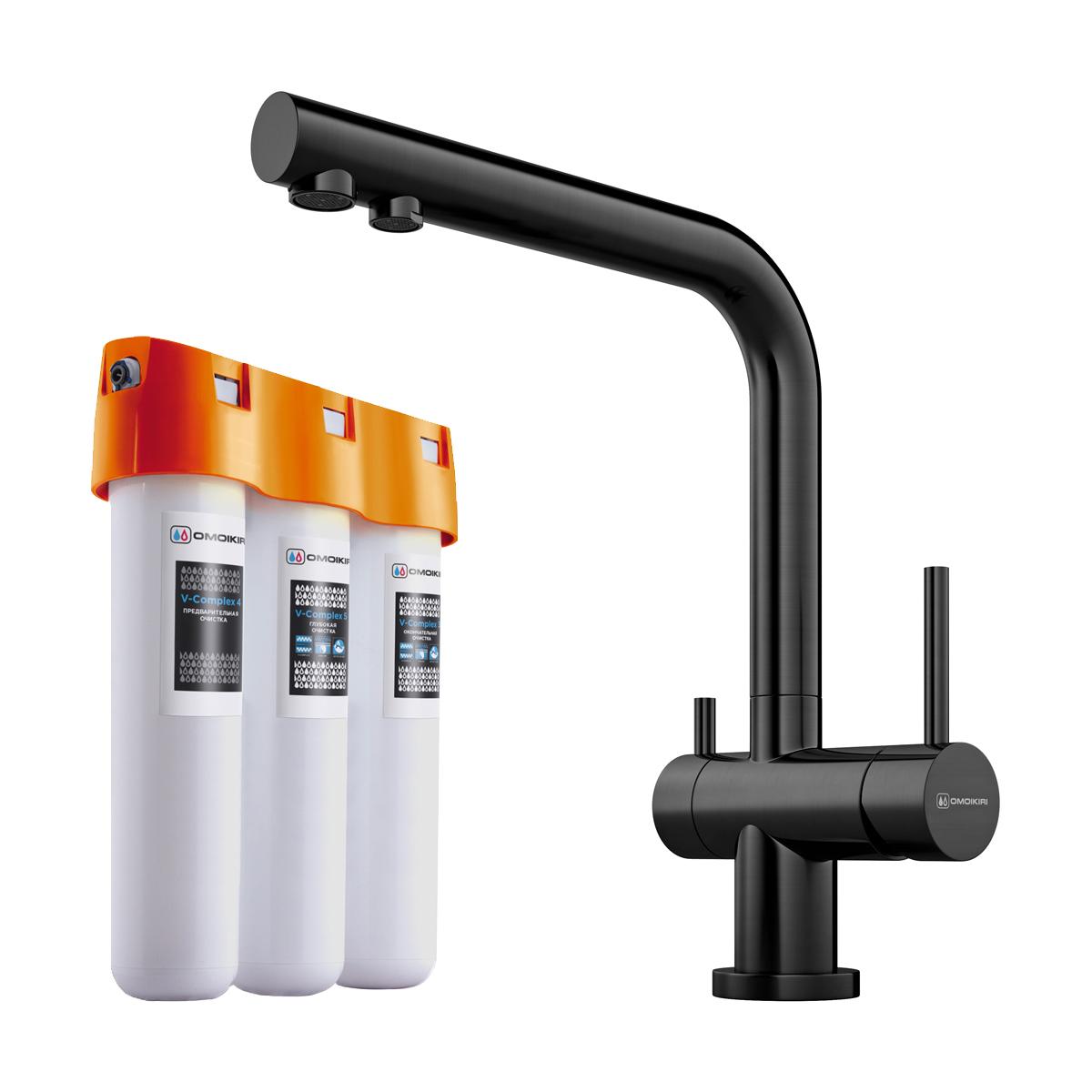 Комплект смеситель + фильтр Omoikiri Nagano-GM + Pure drop Lite 4179.8028