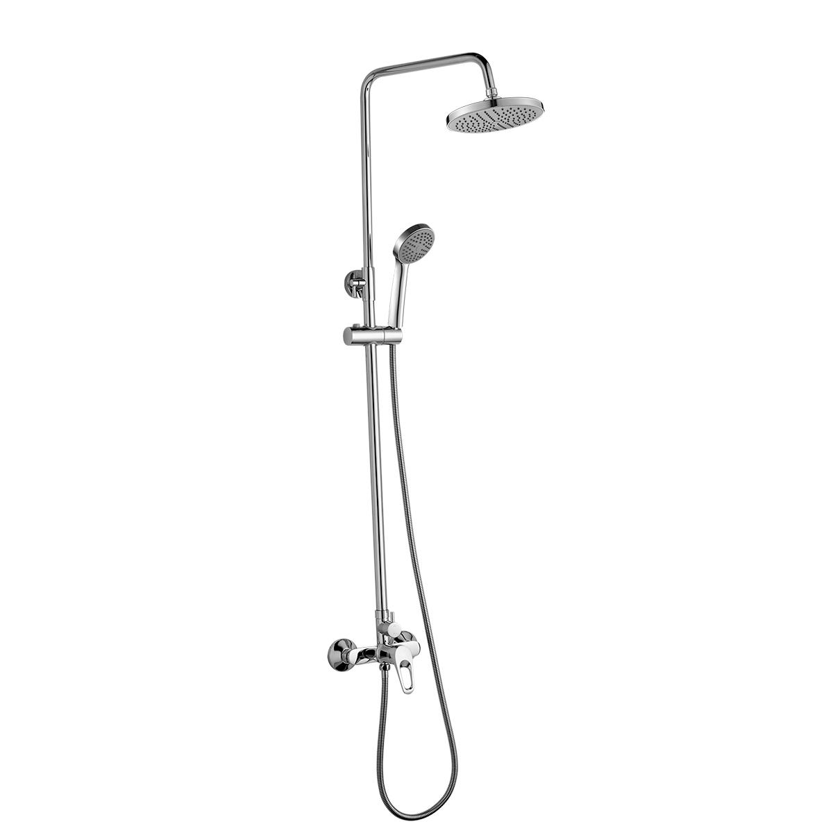 Смеситель для душа Decoroom DR21070 с регулируемой высотой штанги и верхней душевой лейкой "Тропичес