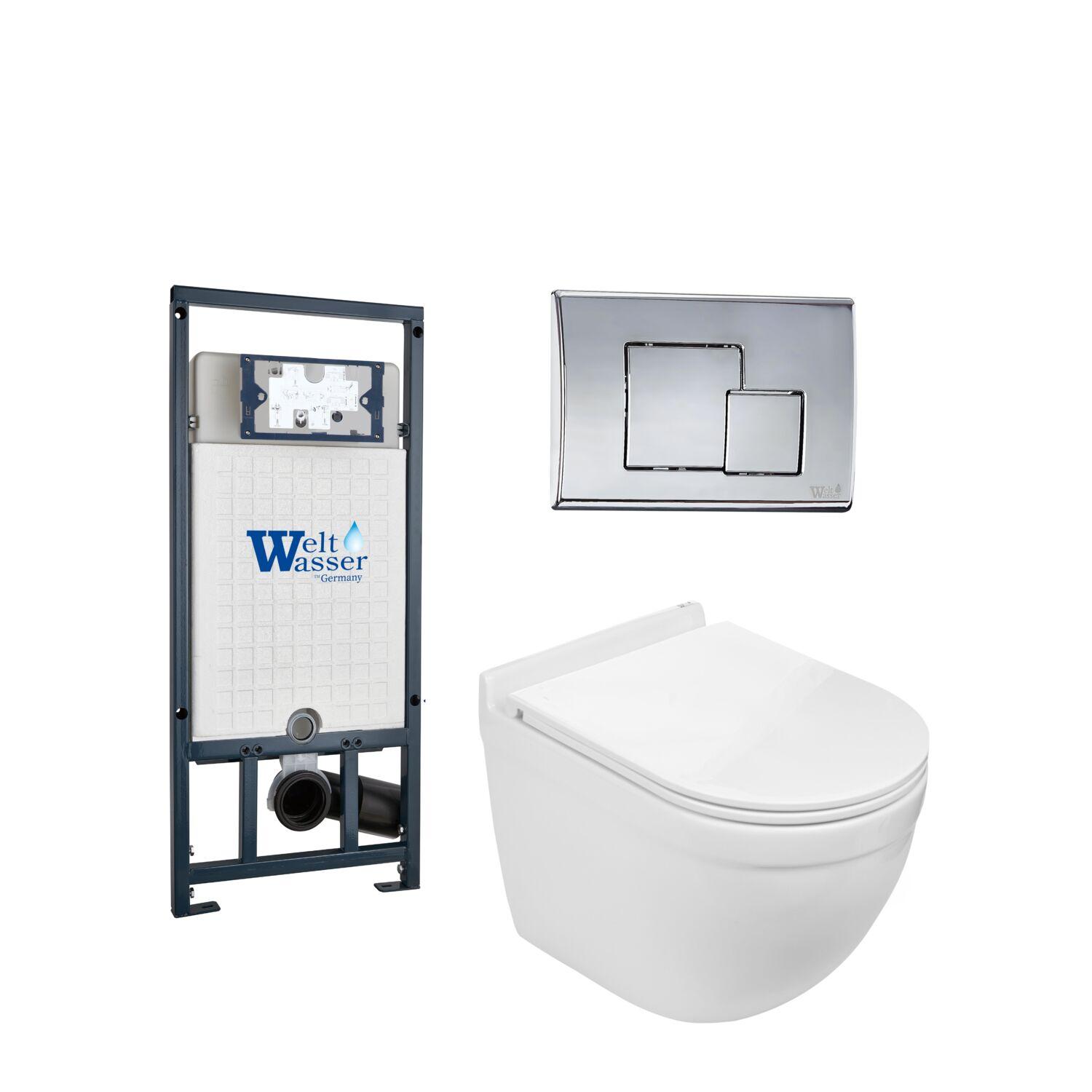 Комплект WeltWasser 10000012166 унитаз  HEIMBACH 043 GL-WT  + инсталляция MARBERG 507  + кнопка смыв