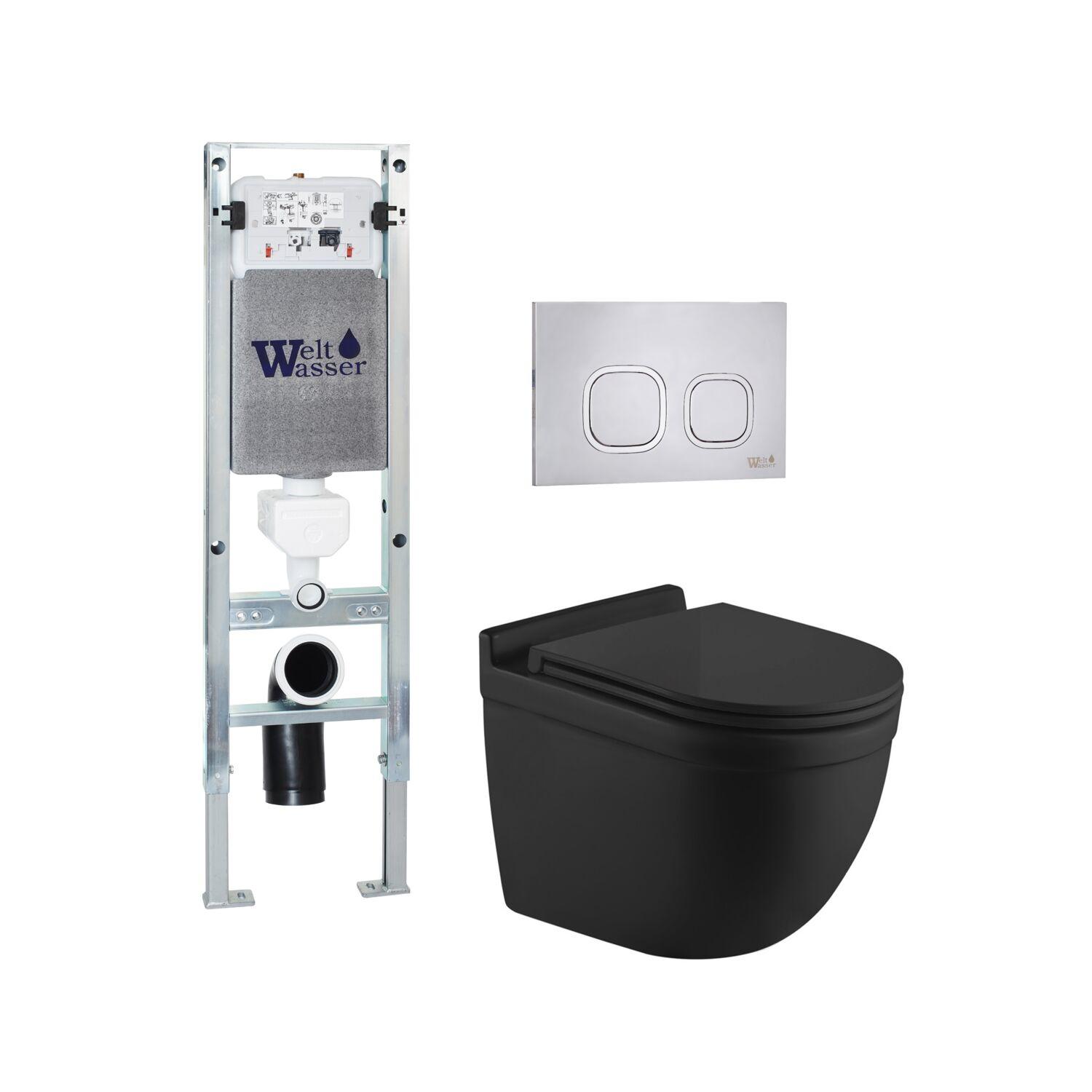 Комплект WeltWasser 10000012223 унитаз  HEIMBACH 043 MT-BL  + инсталляция AMBERG 350 ST  + кнопка см