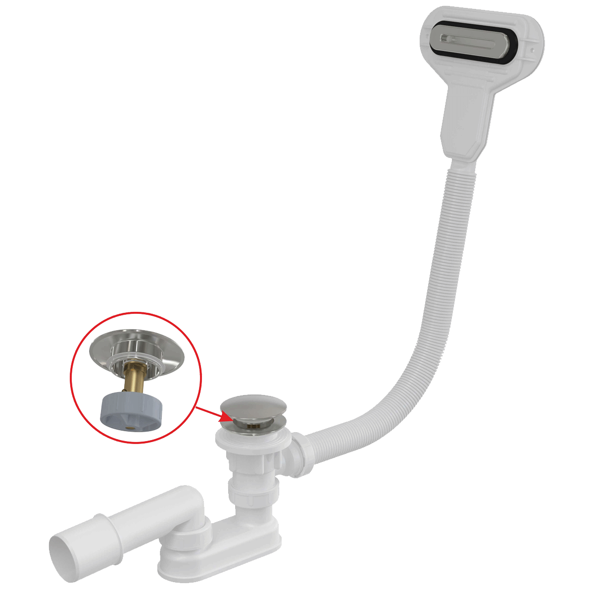 Сифон для ванны click/clak AlcaPlast A516CKM хром